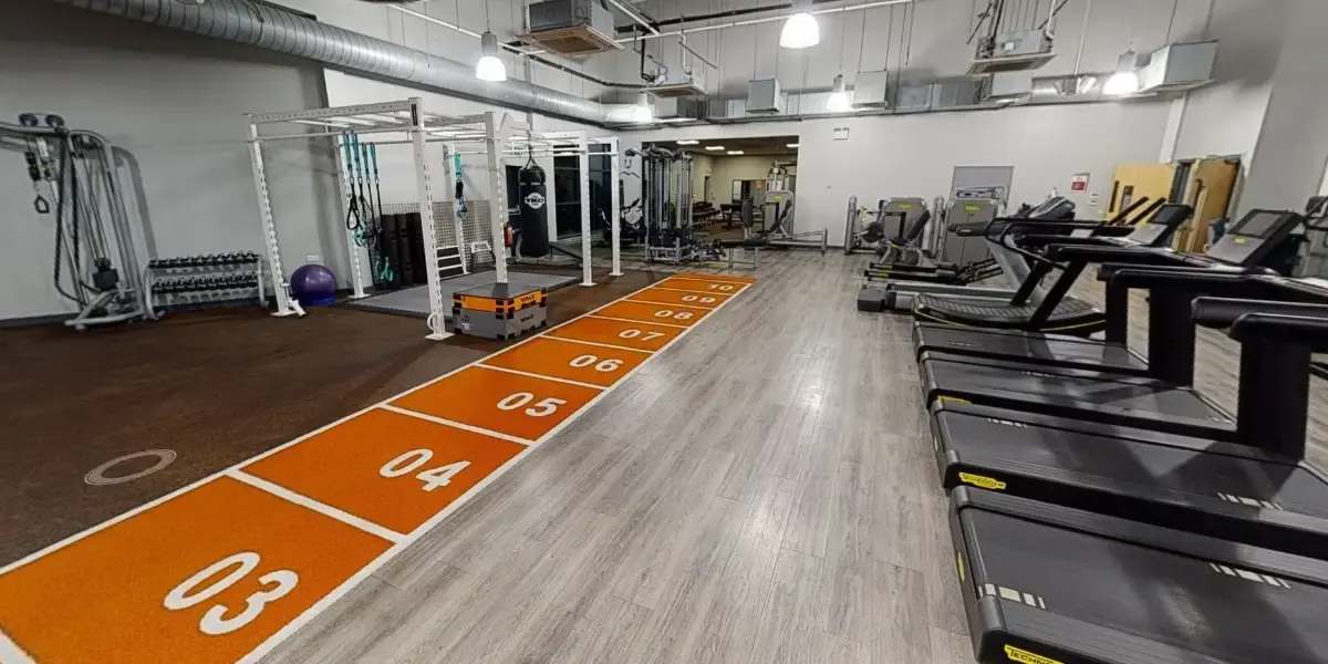 Gym with treadmills