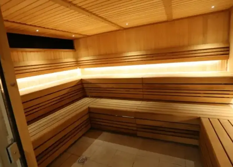 Inside of a sauna