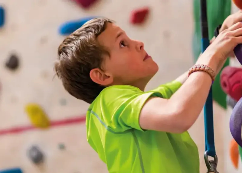 Boy on the climbing wall