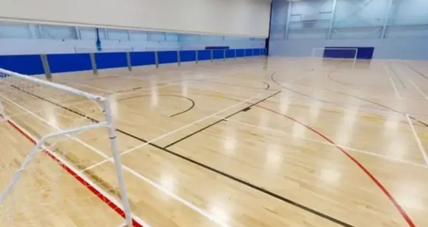 Sports hall set up for football at Andover Leisure Centre