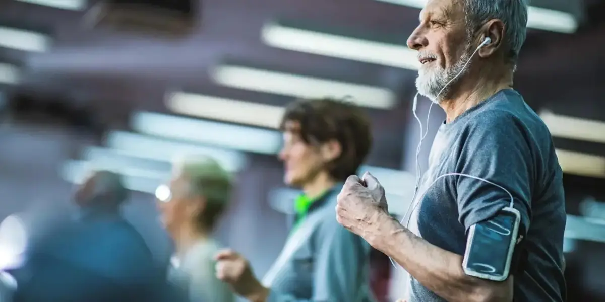 Senior man on treadmill