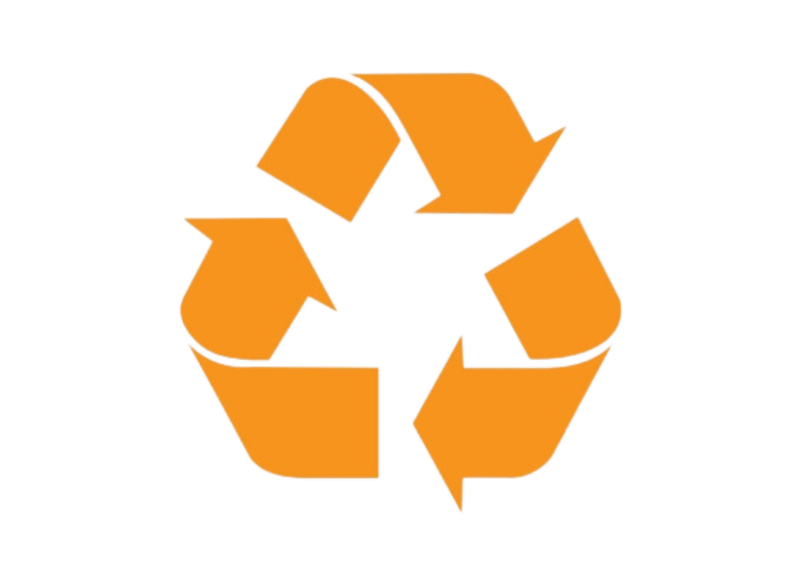 Orange recycling icon on clear background