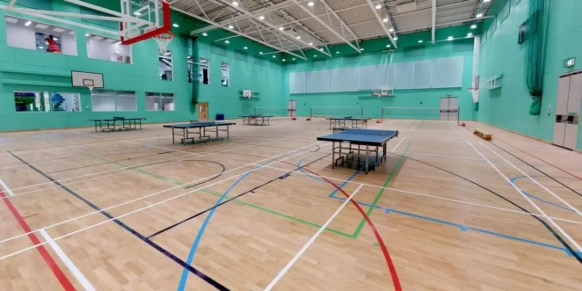 Sports hall with table tennis tables at The Bridge