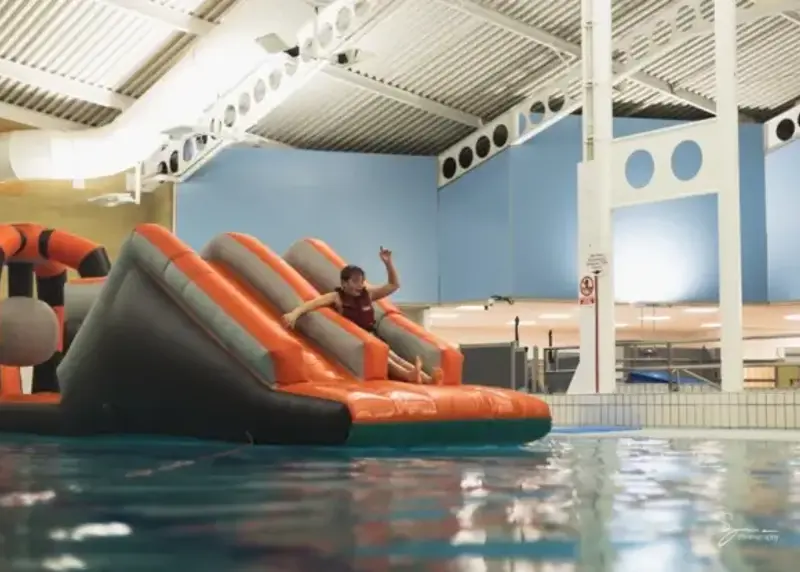 Inflatables in the pool at Parish Wharf Leisure Centre