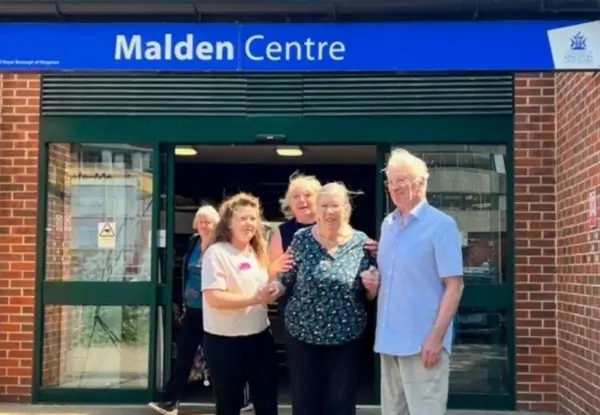 Elderly customers stood outside Malden Centre