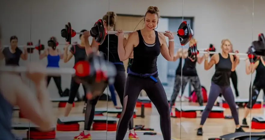 Ladies taking part in group fitness class