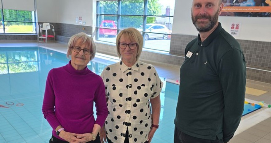 Hilda A Regular Swimmer, Cllr Marshall And Matt Stothard Places Leisure Resize 3