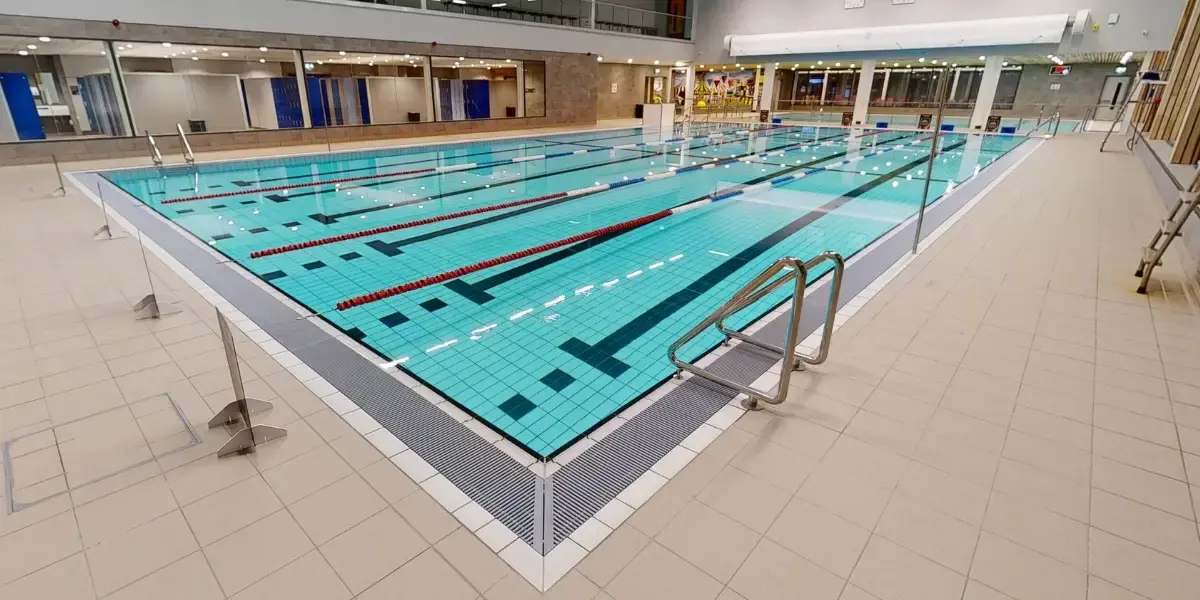 Swimming pool with lane markers