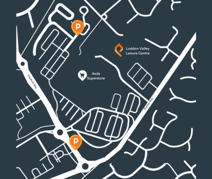 Map of the area for Loddon Valley with alternative parking options 